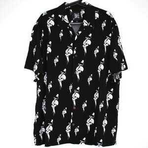 Ed Hardy Mens XL Knife Skull Camp Collar Button Up Hawaiian Shirt N1392